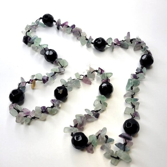 Green and Purple Necklace Fashion Chips and Nuggets Fashion Flourite Stone- NEW! - Picture 2 of 7